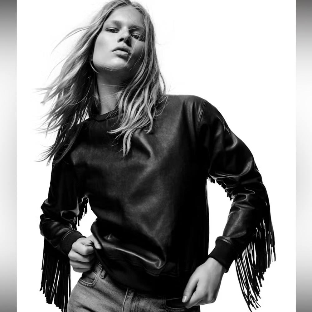 Rare Alexander Wang Spring 2009 Lamb Leather Fringe Sweatshirt Limited Edition